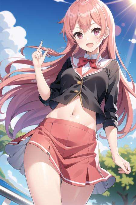 masterpiece, best quality,1girl, (solo:1.3),standing,FujitaKana,long hair,pink hair,red eyes,ahoge,