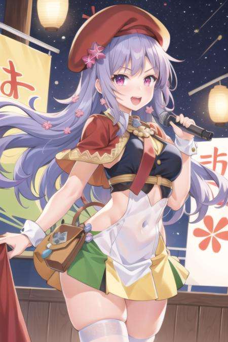 masterpiece, best quality,1girl, (solo:1.3),standing,TakanashiHinata,long hair, light purple hair,red eyes,beret,