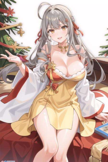 masterpiece, best quality,1girl, (solo:1.3),standing,SawakoKitami,long hair,silver hair,ahoge,orange eyes,huge breasts,