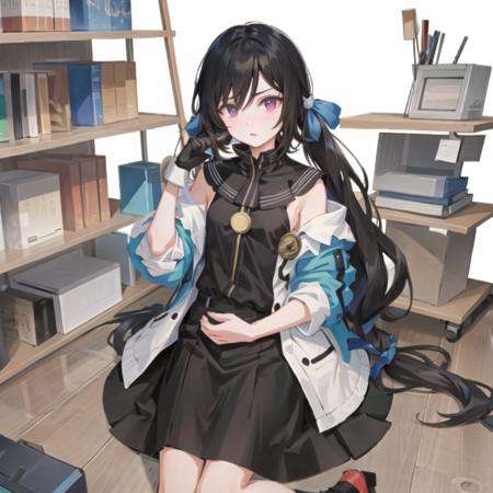 masterpiece, best quality, 1man,(solo:1.3),standing,official art, simple background, close-up,looking at viewer, MorikawaAyako,long hair,black hair,red eyes,two sided ponytail,hair over eyes,