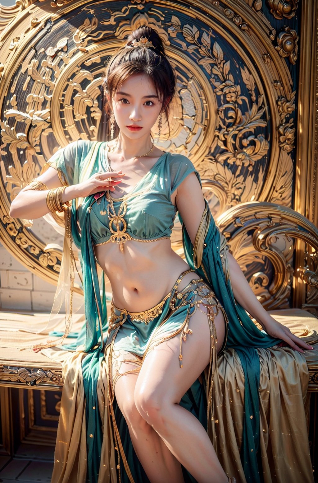 masterpiece,(best quality:1.3),ultra high res,raw photo,detailed skin,beautiful lighting,(realistic, photo-realistic:1.4),1girl,dunhuang,full body,