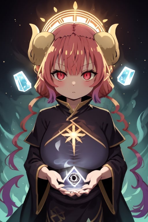 Create a sticker featuring a mysterious fortune teller, surrounded by swirling smoke and glowing crystals, offering a glimpse into the future and the mysteries of fate., <lora:EMS-907-EMS:1.6>