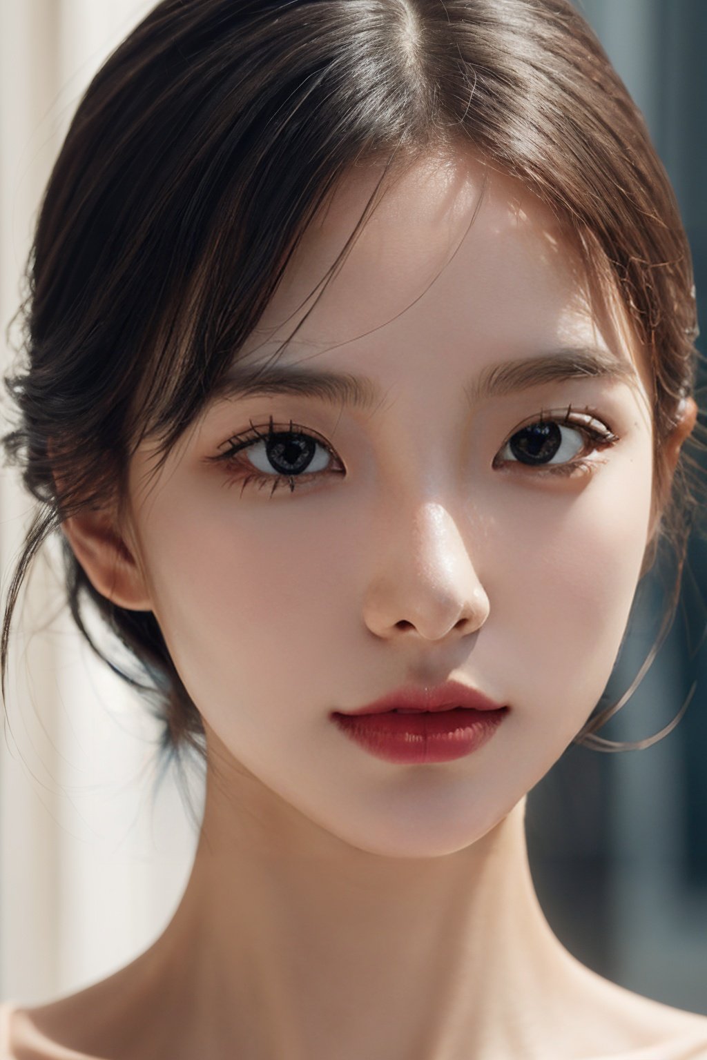 (masterpiece,best quality,ultra high res,photorealistic,realistic,raw photo,real person,photograph), (amazing,finely detail,an extremely delicate and beautiful,sharp focus),1girl,solo, Beautiful face, delicate facial features, long eyelashes, delicate skin,Roman nose,Clear hair, delicate and clear skin, super good skin texture,Soft light and shadow