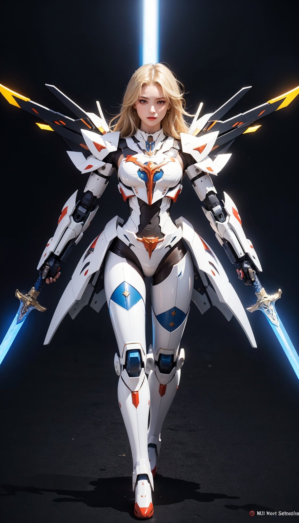 (best quality),(masterpiece),an extremely delicate and beautiful girl,official art,ultra-detailed,(light on face),(1girl:1.5),
(a girl , holding a sword in hand),(long floating blonde hair:1.2),battle pose,(white mecha :1.5),sunlight,super_mecha,Mecha warrior,,machinery,behisheroine,swordsman,MIX4,Mecha