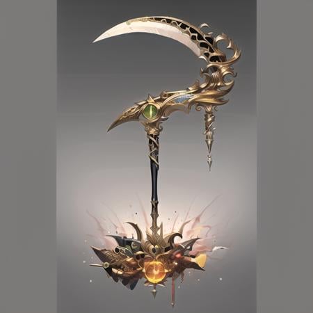 Game Icon Institute, game icon, sickle adorned with gemstones, wide perspective, reasonable structure, HD, game icon, perfect work (masterpiece, top quality, best quality, official art, beautiful and aesthetic: 1.2), (8K, best quality, masterpiece: 1.2) ，<lora:game icon institute-ld:1>