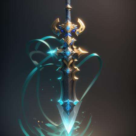 (A sword),(masterpiece),(best quality),(ultra-detailed)Game ICON, masterpieces, HDTransparent background, 3D rendering2D, Blender cycle, Volume light,No human, objectification, fantasy, futuristic style,cyberpunk, light effect, pendant, structured, high-definition, game icon,Chinoiserie, (2d), black background,<lora:jian:0.6>