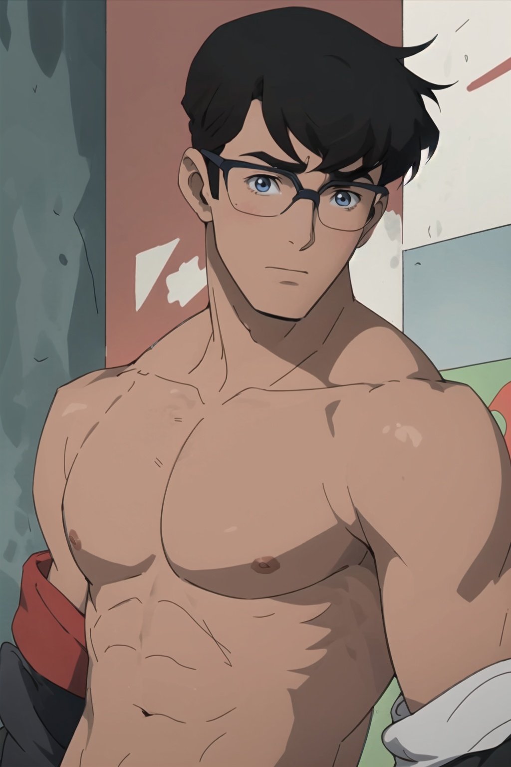 1boy,clark,topless,upper_body,mature_male,((masterpiece)),((best quality)),8k,high detailed,ultra-detailed,anime,CG,{{Masterpiece, Best Quality, Extremely Detailed CG, Unity 8k Wallpaper }},