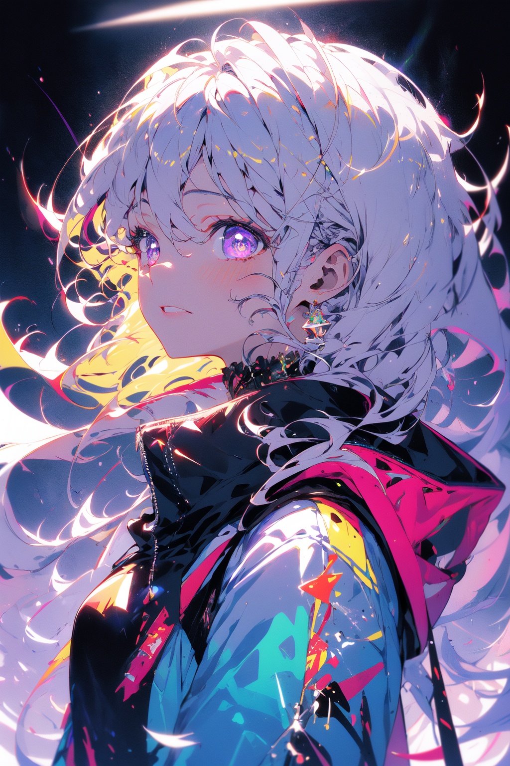 (masterpiece:1.2), best quality,PIXIV,Colorful portraits,1girl, solo,blonde hair, backlight,black ground,portraits,purple eyes,multicolored hair, <lora:Colorful portraits_20230715165729-000018:0.9>