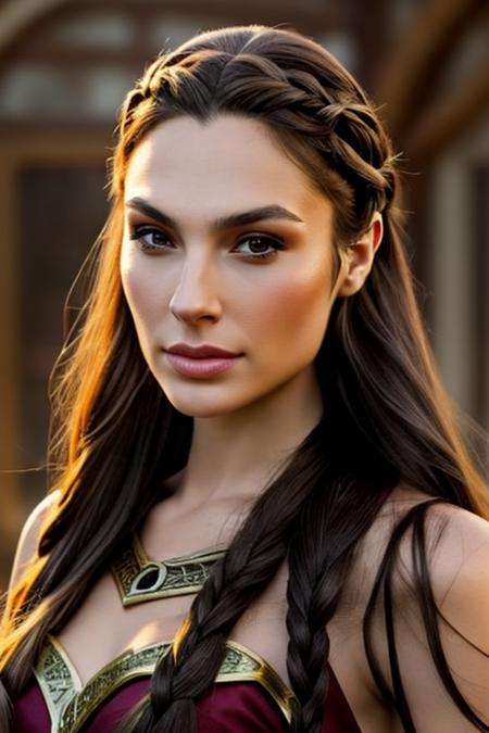 professional photo of gld, viking cosplay, braided hair, realistic, soft lighting, highly detailed, masterpiece, <lora:GalGadot2017dogu:0.9>