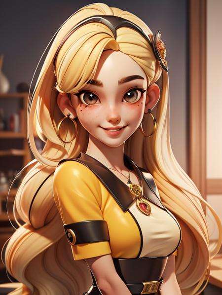 (masterpiece:1.5), (best quality:1.5),3dmm,3d,a photo of  girl in kita high school uniform,1girl, solo, long hair, earrings, jewelry, traditional media, blonde hair, brown eyes, hair ornament, looking at viewer, smile, realistic, upper body, lips, mole under eye