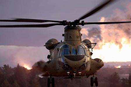 analog gloomy aerial photo of a (Chinook helicopter, <lora:ch1n00k:1>), ((nighttime)), (flying low through a city on fire), (explosions in the background), (tracer gunfire),  High Detail, Sharp focus, (photorealism), realistic, best quality, 8k, award winning, dramatic lighting, epic, cinematic, masterpiece, rim light, (action movie), war,  depth of field, dutch angle, motion blur, 