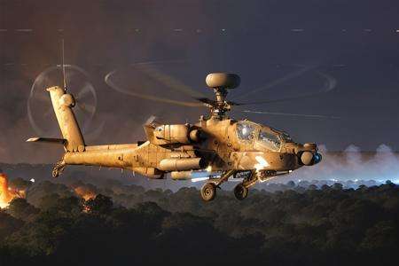 analog gloomy aerial photo of an (Apache helicopter, <lora:ap4ch3:1>), ((nighttime)), (flying over Vietnam jungle (on fire) at night), (explosions on the ground), barricades, (tracer gunfire), High Detail, Sharp focus, (photorealism), realistic, best quality, 8k, award winning, dramatic lighting, epic, cinematic, masterpiece, rim light, (action movie), war,  depth of field, dutch angle, 