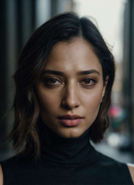 A stunning intricate full color portrait of (sks woman:1), wearing a black turtleneck, epic character composition, by ilya kuvshinov, alessio albi, nina masic, sharp focus, natural lighting, subsurface scattering, f2, 35mm, film grain, <lora:locon_tamannabhatia_v1_from_v1_64_32:1>