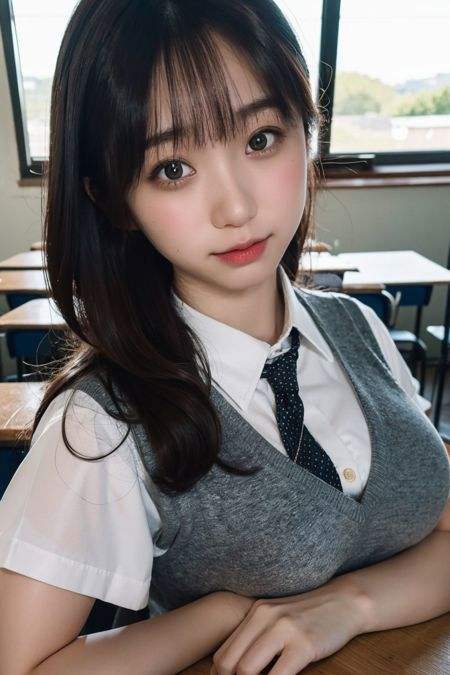 a photo of moefive, 18 year old girl in the classroom, close up, <lora:moefive-13:0.9>, (intricate details:0.8), (hdr, hyperdetailed:1.2), school uniform