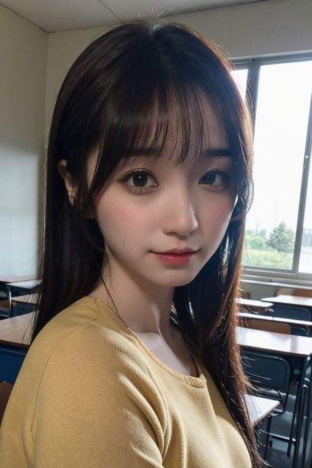 a photo of moefive, 18 year old girl in the classroom, close up, <lora:moefive-13:0.9>, (intricate details:0.8), (hdr, hyperdetailed:1.2)