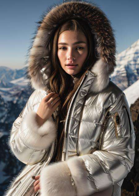 <lora:snow_clothes:1> epiCRealism, masterpiece, 1girl, snow_clothes, in the mountain