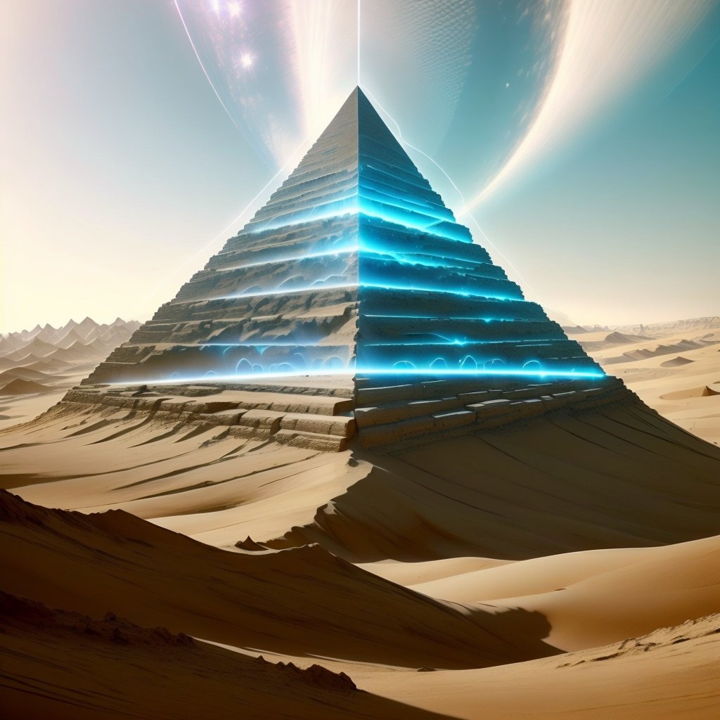 <lora:AntimatterTech-20:1.4>,AntiTech,pure energy,  pyramid \(structure\), desert, sand, sunny