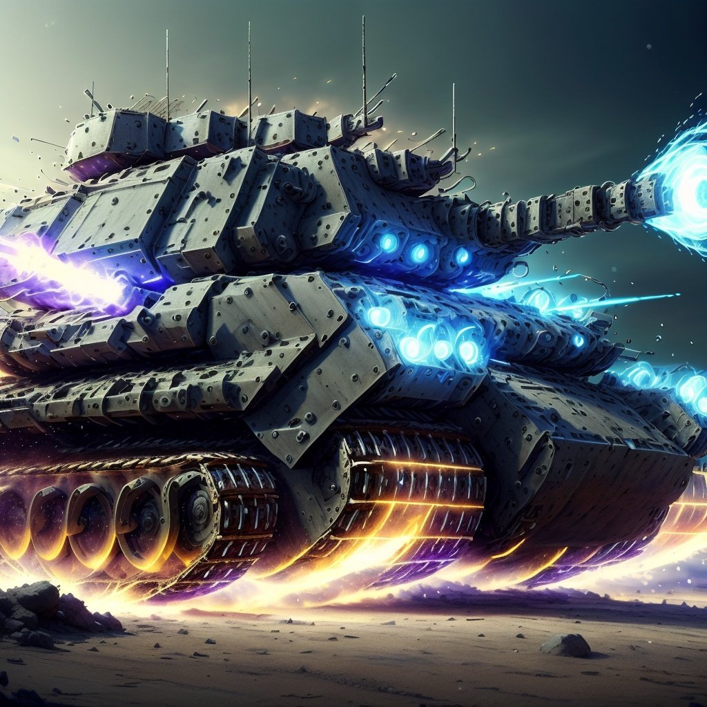<lora:AntimatterTech-20:1.2>,AntiTech, light particles, battle tank on battlefield