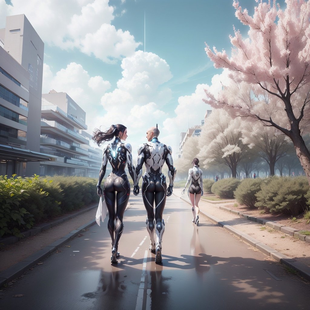 <lora:NeoFuturisticTech-20:0.8>,neotech,sleek,a couple walking in the park