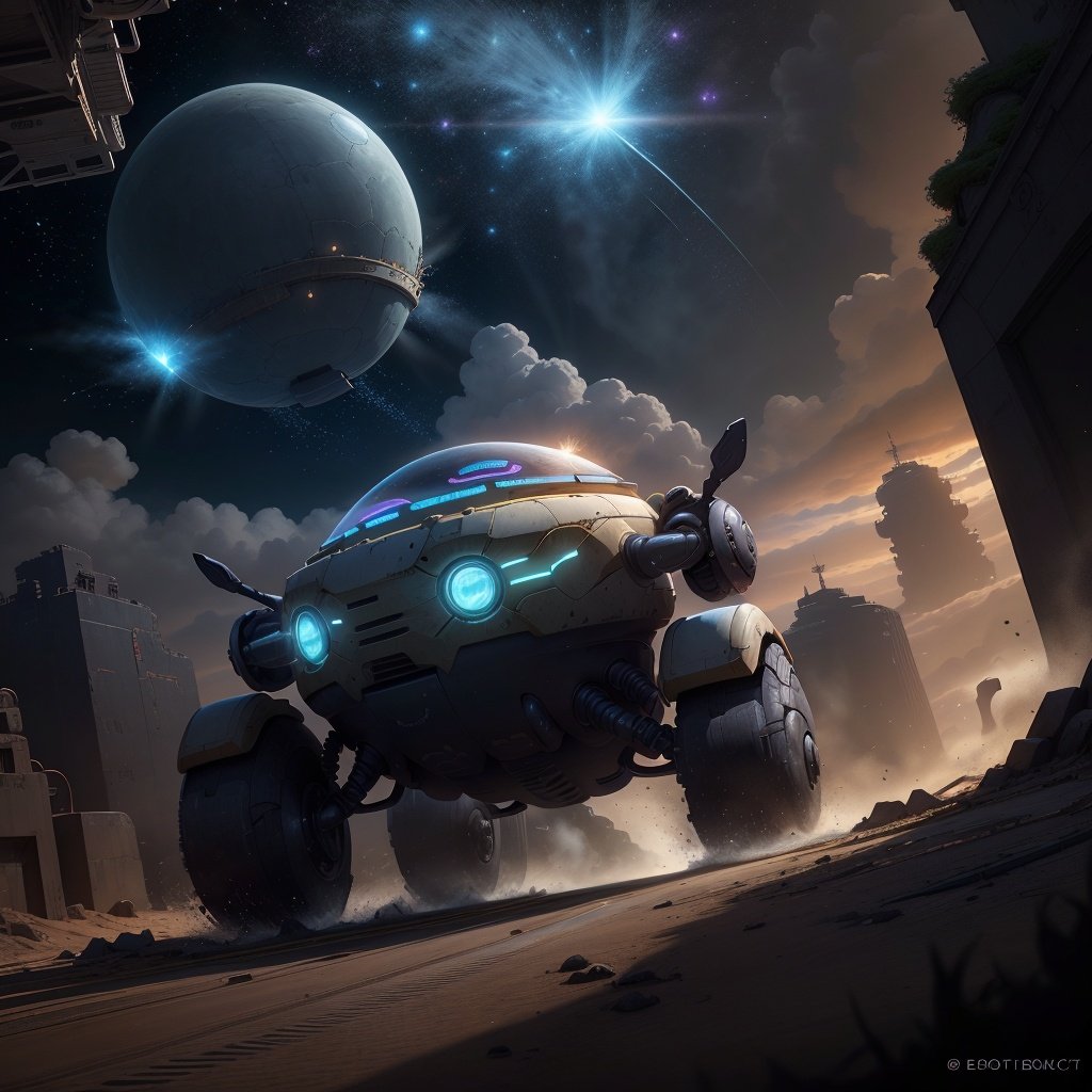 <lora:EggmanTech-20:1>,eggmantech,scifi,robot,scifi ,car, glowing , wind trail, ocean view,