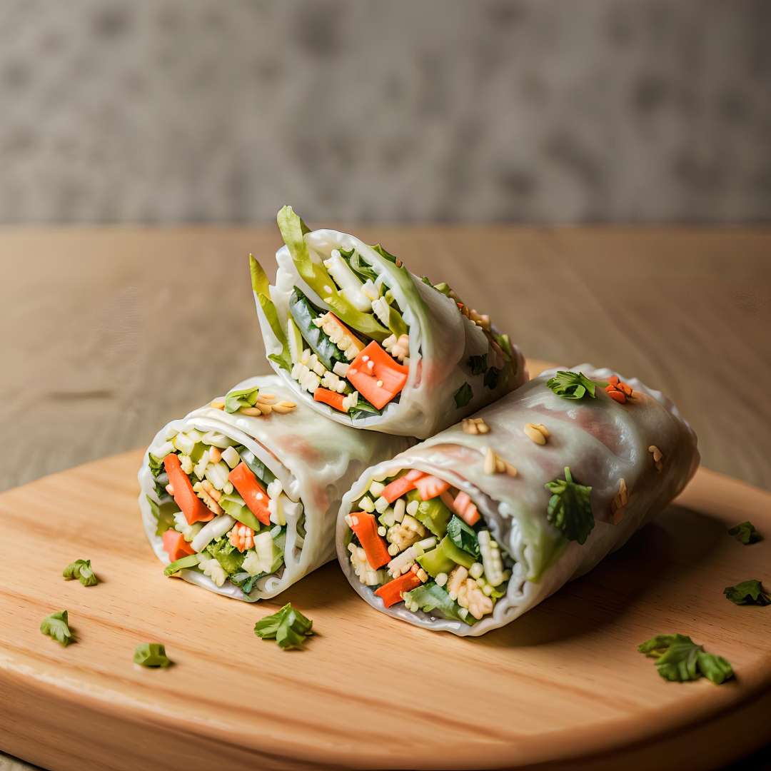 RAW photo, Spring Rolls, <lora:foodphoto:1> foodphoto, dslr, soft lighting, high quality, film grain, Fujifilm XT