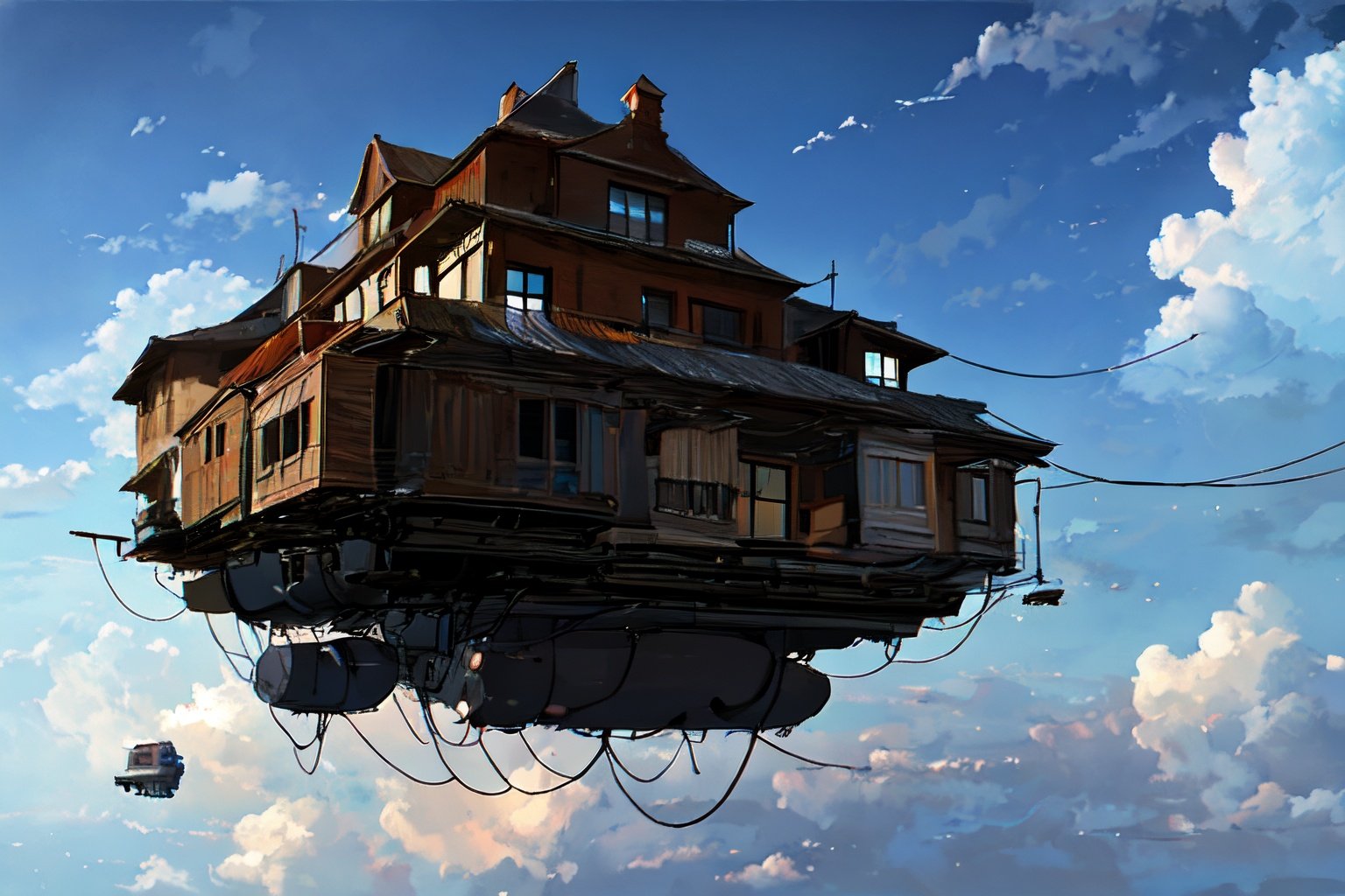 sky,building floating on air,cloud,(((masterpiece,best quality))),ultra high res,nan,scenery,floating