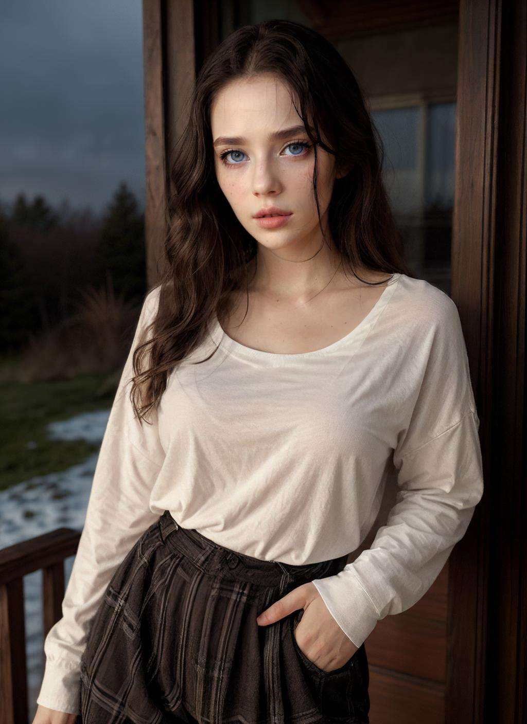 RAW Photo, professional color graded, BREAK portrait photograph of girl Re1slin, oversized shirt, stripped shirt, long sleeves, collarbone, pants, bedroom, royalty, night time, moonlit, sharp focus, HDR, 8K resolution, intricate detail, sophisticated detail, photorealistic, looking at viewer, <lora:detailed_eye:0.8>, <lora:Re1slin:0.75>, <lora:quickfix:1>