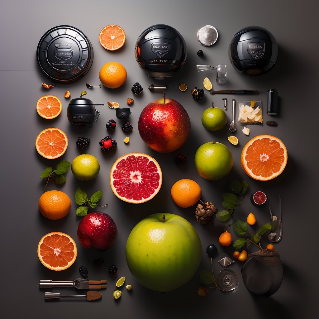 ((masterpiece)),(best quality),official art,extremely detailed CG,unity 8k wallpaper,ultra detailed,highly detailed,detailed background,vivid color,fruit,knolling,simple background,<lora:knolling3:0.9>,