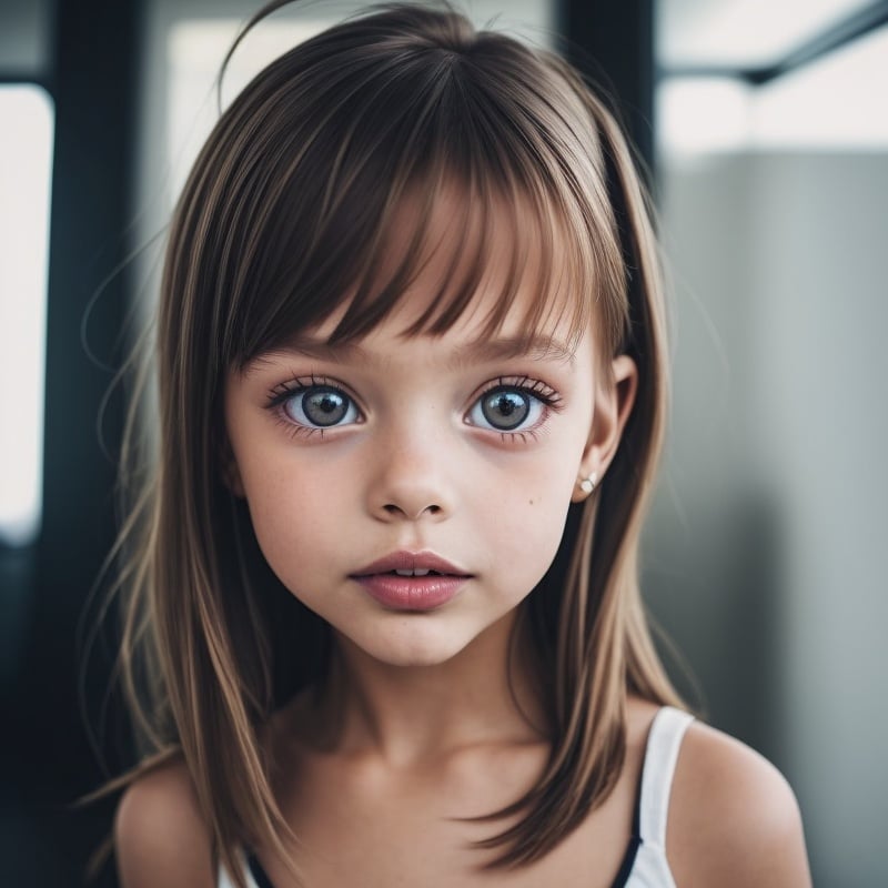 best quality, extra resolution, portrait of AIDA_apavaga as cite little girl, close up, naughty, upper body, beautiful child, flirting with camera, playful, cinematic, studio photo,  kkw-ph1, [dark theme] <lora:LowRA:0.4>, black background