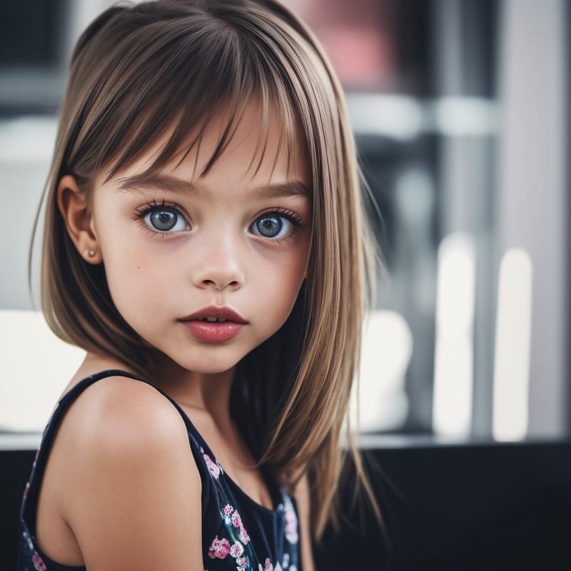 best quality, extra resolution, portrait of AIDA_apavaga as cute little girl, close up, naughty, upper body, beautiful child, flirting with camera, playful, cinematic, studio photo,  kkw-ph1, [dark theme] <lora:LowRA:0.4>, black background