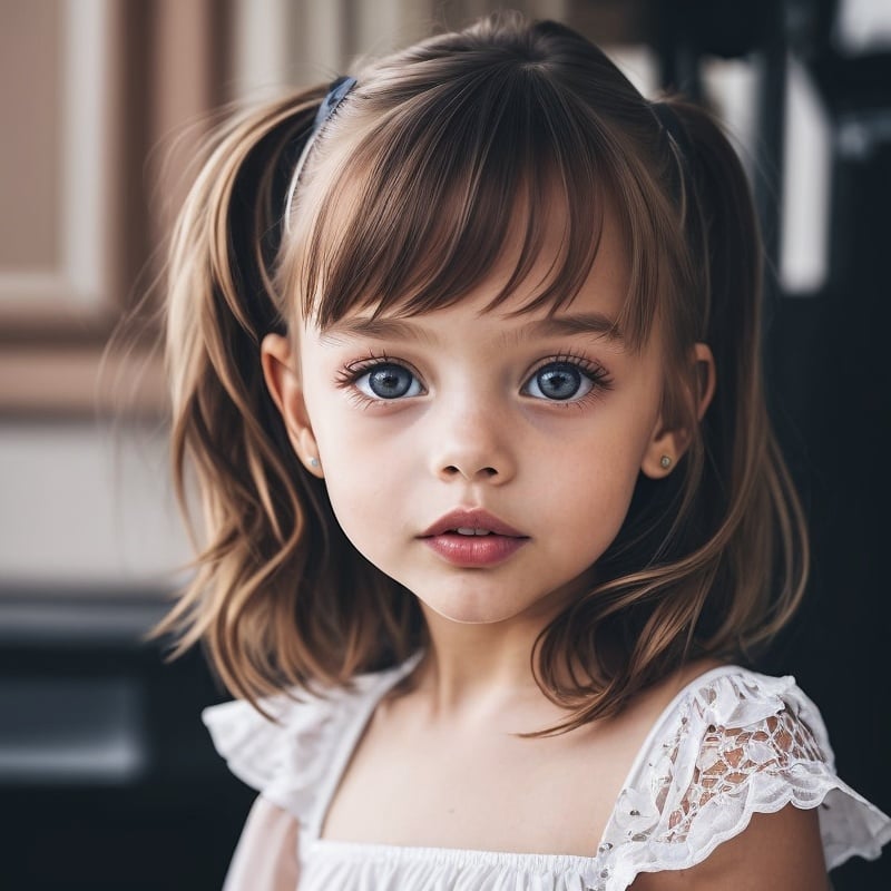 best quality, extra resolution, portrait of AIDA_apavaga as cute little girl, close up, naughty, upper body, beautiful child, flirting with camera, playful, cinematic, studio photo,  kkw-ph1, [dark theme] <lora:LowRA:0.4>, black background