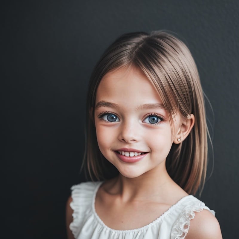 best quality, extra resolution, portrait of AIDA_apavaga as cute little girl, close up, naughty, upper body, flirting with camera, funny, smiling, open mouth, playful, cinematic, studio photo,  kkw-ph1, [dark theme] <lora:LowRA:0.4>, black background