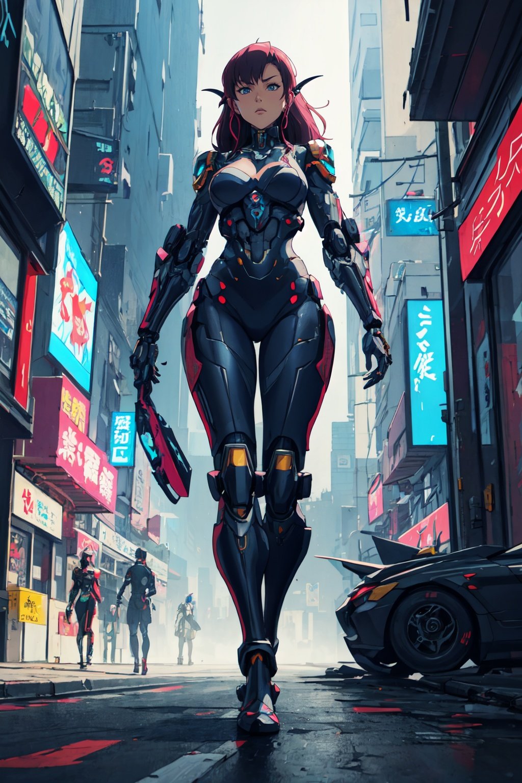 Masterpiece, Best Quality, a woman dressed as a demon on a city street, digital cyberpunk anime art, anime cyberpunk art, cyberpunk anime girl mech, digital cyberpunk - anime art, cyberpunk anime girl, female cyberpunk anime girl, cyberpunk anime art, badass anime 8 k, cyborg girl, girl in mecha cyber armor, anime cyberpunk, very beautiful cyberpunk samurai, perfect anime cyborg woman