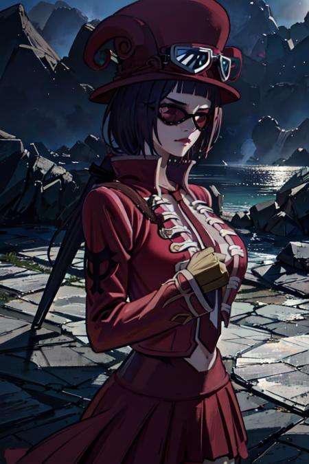 a woman,BeloBetty, sunglasses, hat, red outfit, portrait <lora:BeloBetty:0.7>, (dark shot:1.1), epic realistic, 8k, best quality, real picture, intricate details, ultra-detailed, ultra highres, depth field,(photorealistic,realistic:1.2),masterpiece, <lora:lowra_v10:0.8>, 1 girl, portrait of beautifull, solo, looking_at_viewer, bare_arms, v-shaped_eyebrows, closed_mouth,  serious, frown, sky, fighting_stance, volumetric lighting, best quality, masterpiece, intricate details, tonemapping, faded, (neutral colors:1.2), (hdr:1.4), (muted colors:1.2), hyperdetailed, (artstation:1.4), cinematic, warm lights, dramatic light, (intricate details:1.1), complex background, (rutkowski:0.66), (teal and orange:0.4)