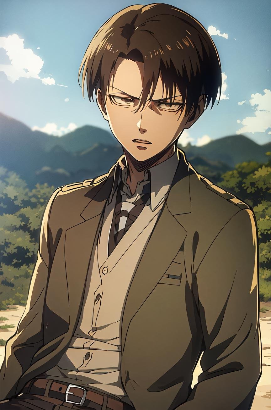 <lora:1zgame_leviackerman_v1:0.8>,leviackerman\(1zgame\),1boy,solo, suit,pose,portrait,nature