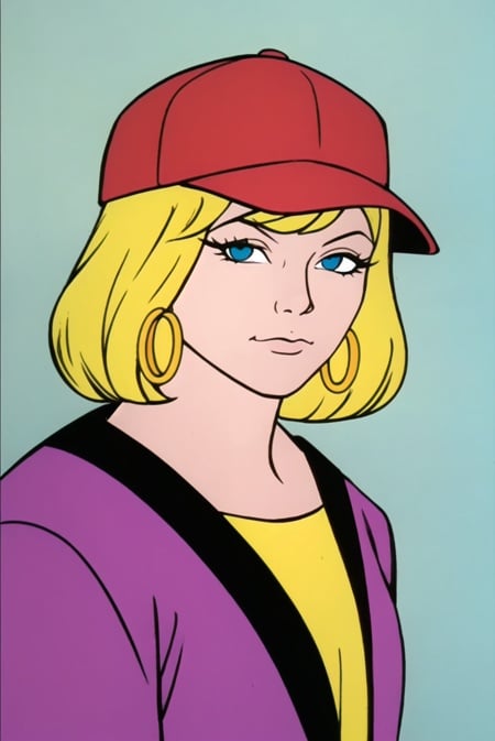 he-man <lora:he-man_offset:1>, masterpiece, best quality, 1girl, aqua eyes, baseball cap, blonde hair, closed mouth, earrings, green background, hat, hoop earrings, jewelry, looking at viewer, shirt, short hair, simple background, solo, upper body, yellow shirt
