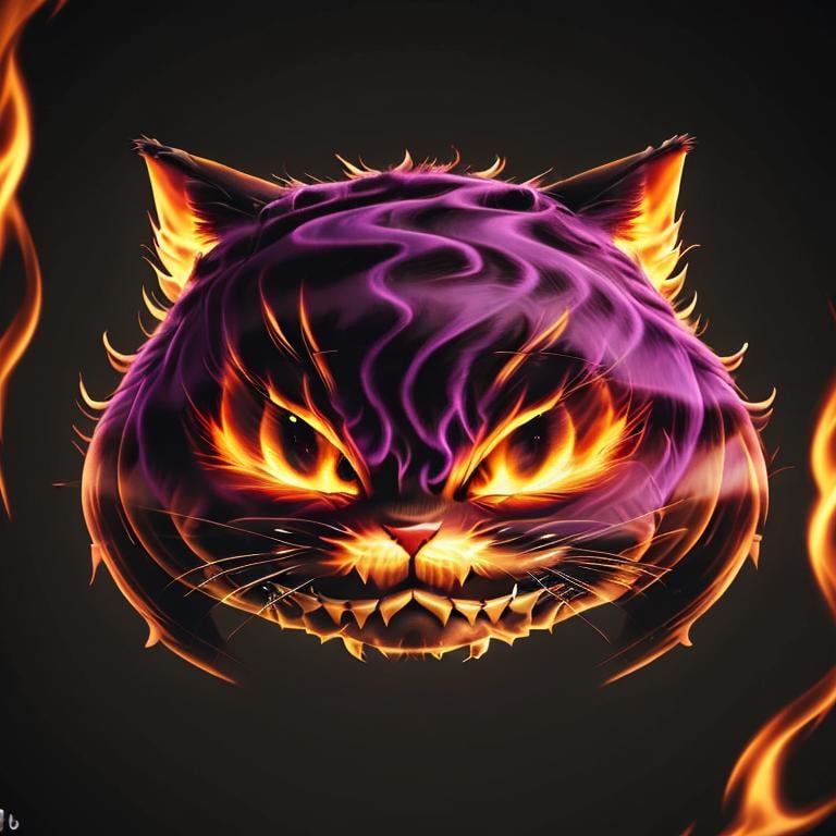 cheshire cat, detailed, vivid fire <lyco:DonMF1re:0.65>