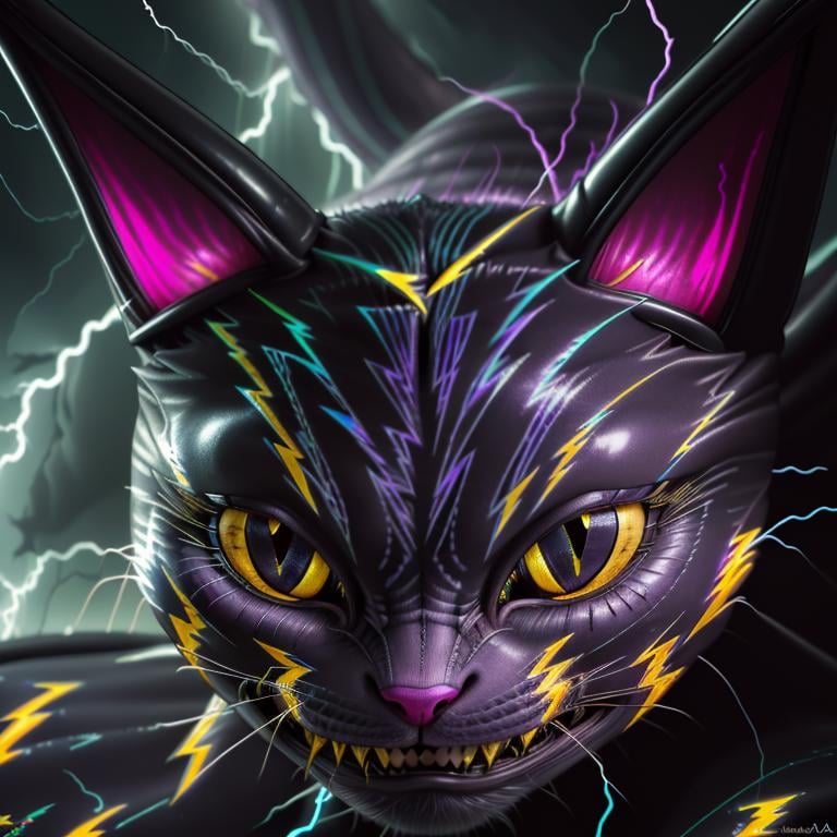LightningPunkAI cheshire cat, close-up portrait, detailed, intricate <lora:LightningPunkAI-000009:.8>
