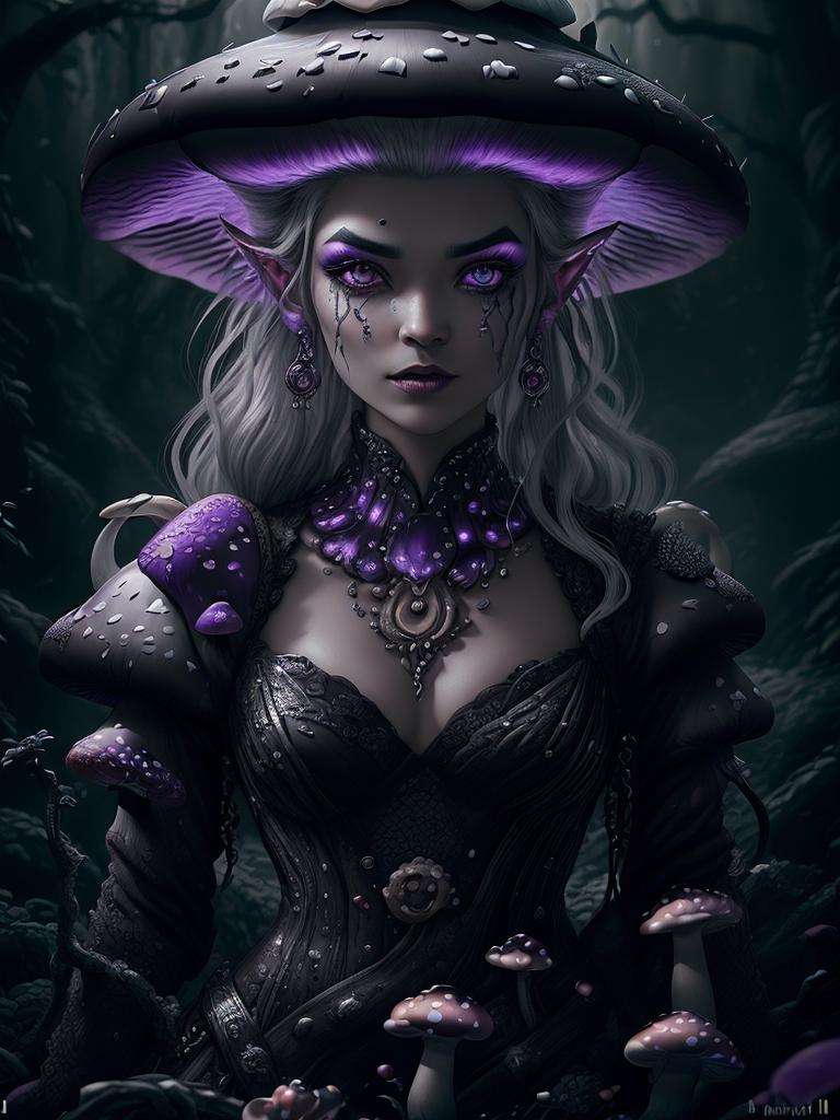 cute pale draconian maiai in full body pose, mix of dragon and girl, half dragon, silver ponytail with strands hair, (masterpiece), realistic, beautiful face, cinematic light, (beautiful purple cat eyes:1.3), perfect anatomy,dragon horns,night sky moonlight, starry background,fine detailed silver crescent glasses, pointy ears, cowboy shot, open mouth, medium breasts, (blackish ShroomPunkAI skin:1.3),black lips, black eye shadow,hyperdetailed painting, luminism, 4k resolution,Soft Lighting, Photographic Realism,3d rendering, octane rendering, <lora:ShroomPunkAI:1>