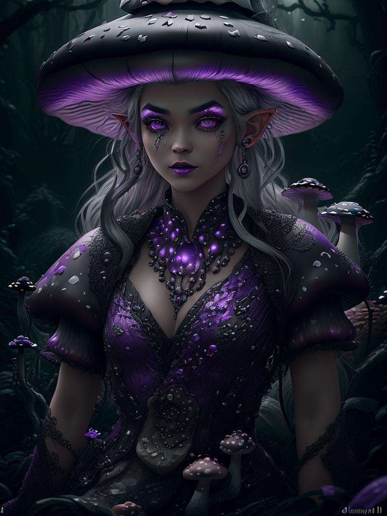 cute pale draconian maiai in full body pose, mix of dragon and girl, half dragon, silver ponytail with strands hair, (masterpiece), realistic, beautiful face, cinematic light, (beautiful purple cat eyes:1.3), perfect anatomy,dragon horns,night sky moonlight, starry background,fine detailed silver crescent glasses, pointy ears, cowboy shot, open mouth, (blackish ShroomPunkAI skin:1.3),black lips, black eye shadow,hyperdetailed painting, luminism, 4k resolution,Soft Lighting, Photographic Realism,3d rendering, octane rendering, <lora:ShroomPunkAI:1>