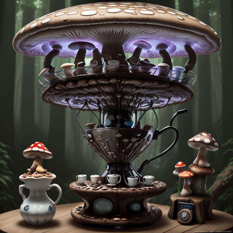 <lora:ShroomPunkAI:.8> ShroomPunkAI coffee machine