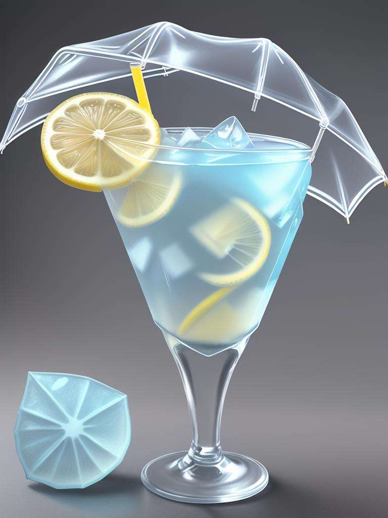 <lora:IceAI:.8>, IceAI cocktail, umbrella, lemon