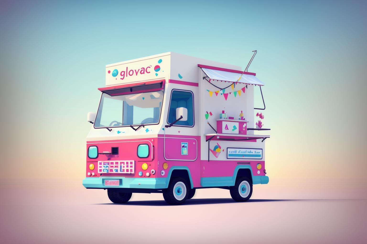 a icecream truck in Doha, motion blur <lora:3DTOTALSTYLEESH_V0.04:0.9>
