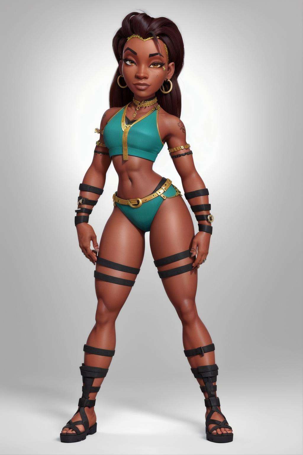 a Barbadian female, full body <lora:3DTOTALSTYLEESH_V0.04:0.9>