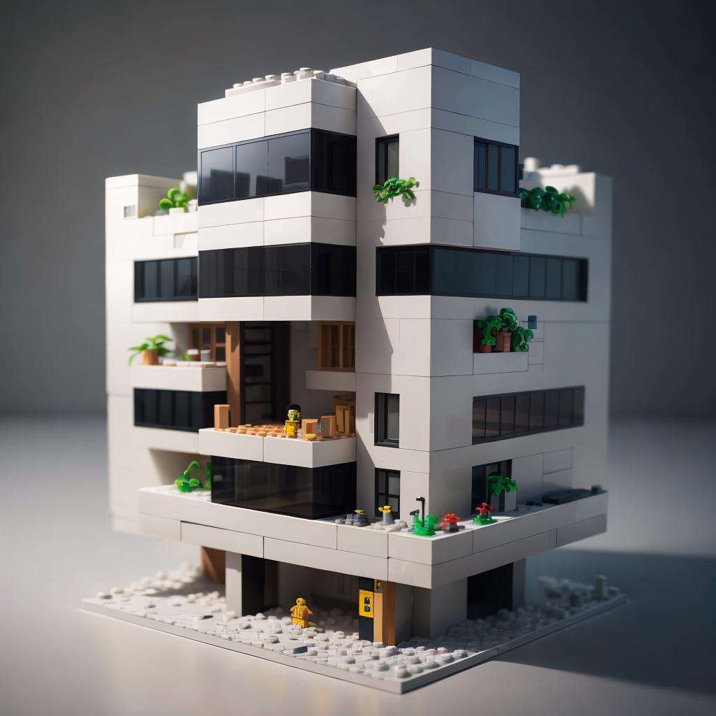 lego, <lora:legody-v10:1>, modern architecture,  building, 