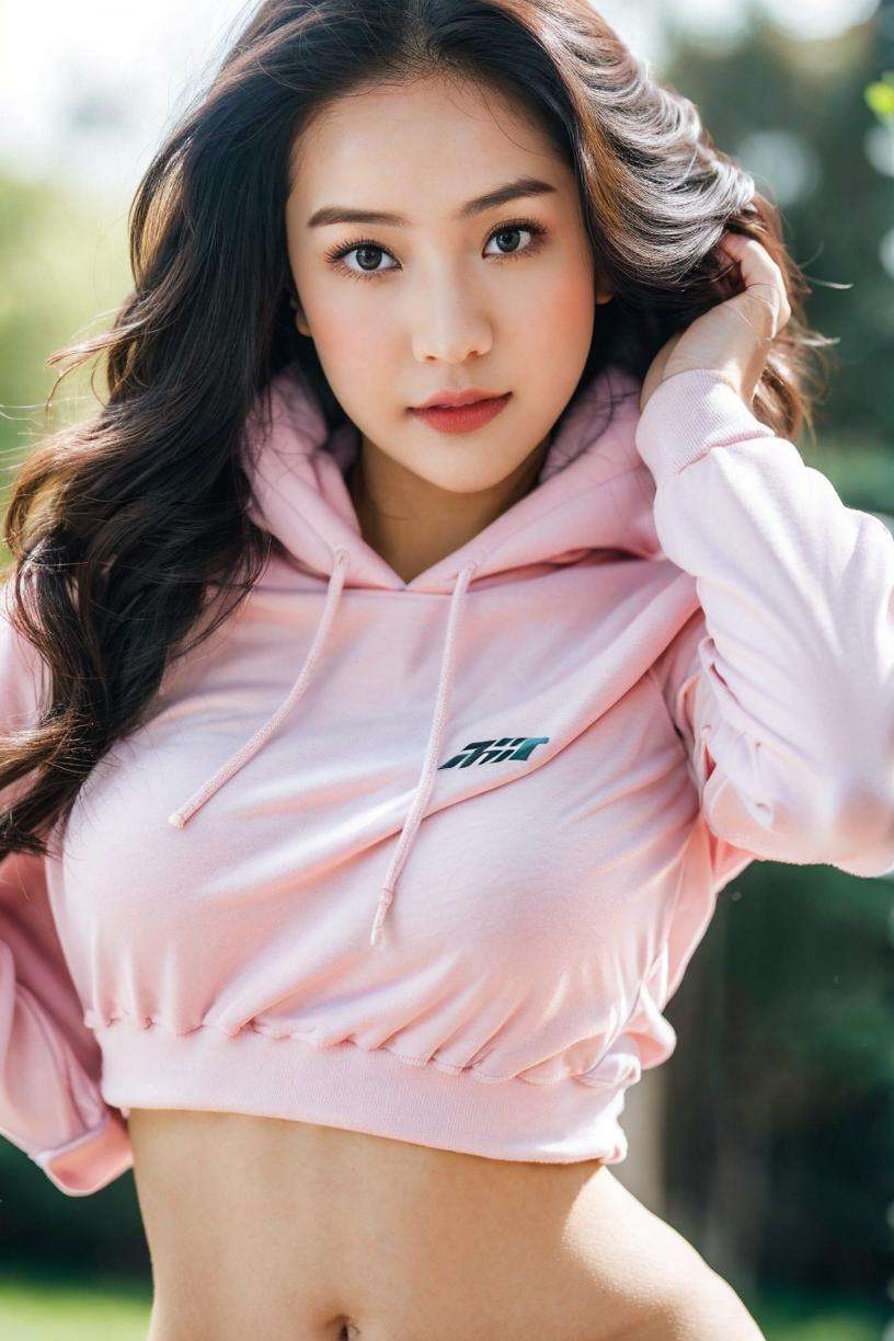 26 years old woman, milf, at park, (pink hoodie), RAW photo, (photorealistic: 1. 37, realistic), highly detailed CG unified 8K wallpapers, 1girl, large breast, looking at viewer, (((straight from front))), (HQ skin:1.2, shiny skin), 8k uhd, dslr, soft lighting, high quality, film grain, Fujifilm XT3, ((dynamic pose:1.2)) ((full body:0.6)),  <lora:anyageraldine_v1.0:0.9> anyageraldine