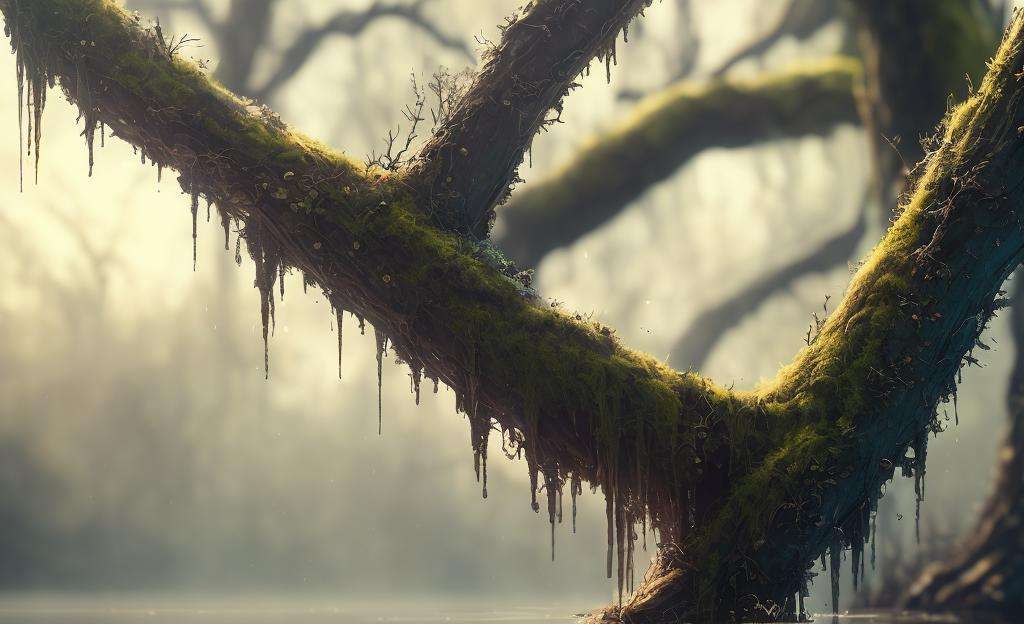 Analog style, ChromaV5, nvinkpunk,(extremely detailed CG unity 8k wallpaper), A Landscape of a murky and ominous swamp, the water is still and dark, the trees are twisted and gnarled, with moss hanging from the branches, a thick mist hangs in the air, the feeling of unease is palpable, oil paiting, award winning photography, Bokeh, Depth of Field, HDR, bloom, Chromatic Aberration ,Photorealistic,extremely detailed, trending on artstation, trending on CGsociety, Intricate, High Detail, dramatic, art by midjourney