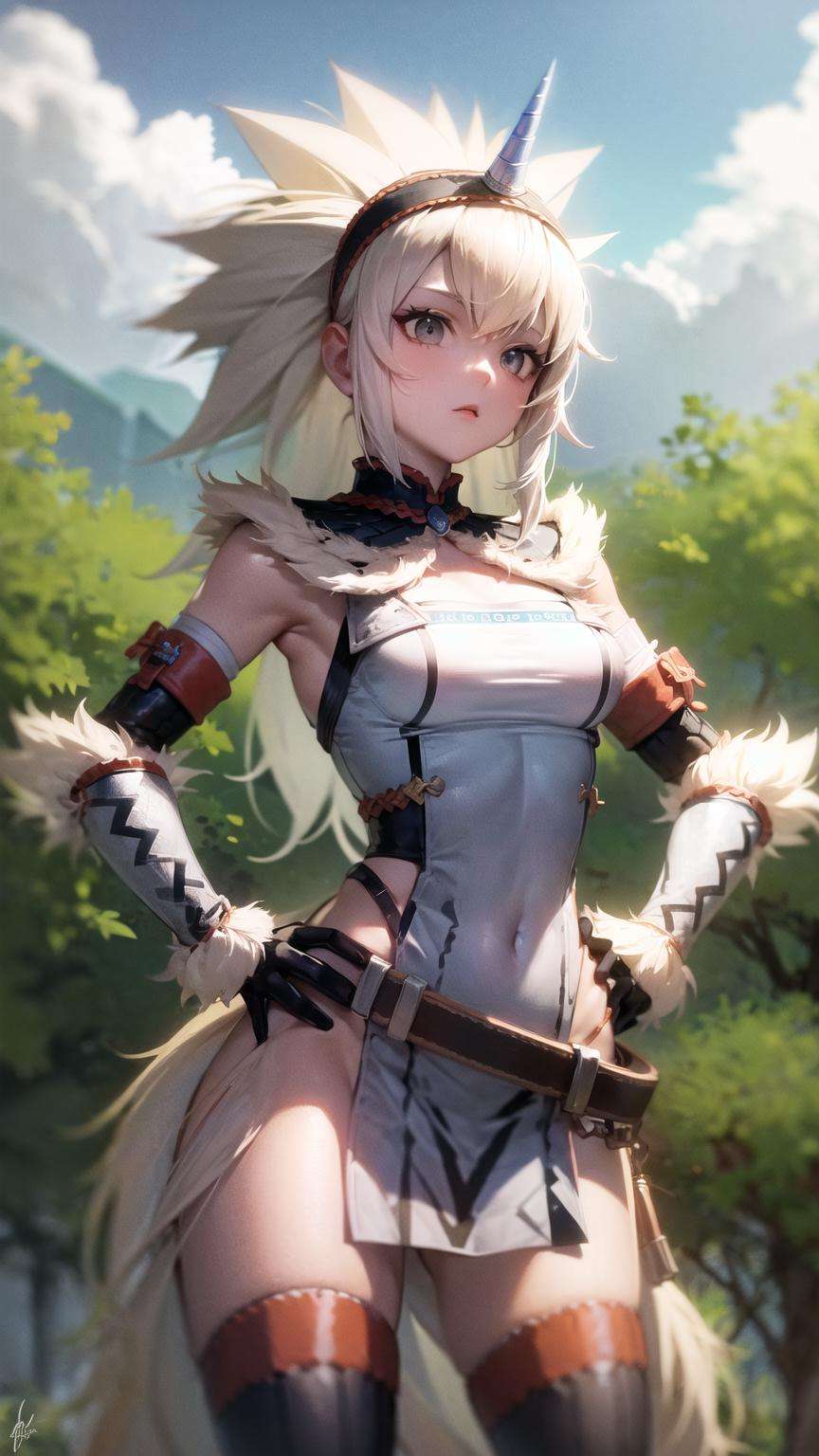 masterpiece, best quality,<lora:kirin_armor-10:1>, kirin armor, 1girl, cowboy shot, hands on hips, leaning back, 