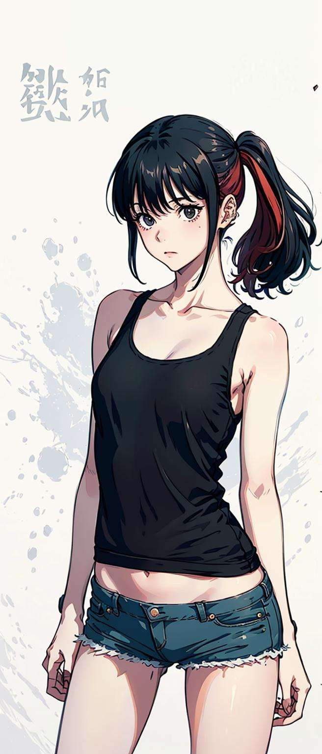 masterpiece, best quality, (1girl), <lora:sugaya_nowa_v1:1>, sugaya nowa,  cowboy shot, tank top, 