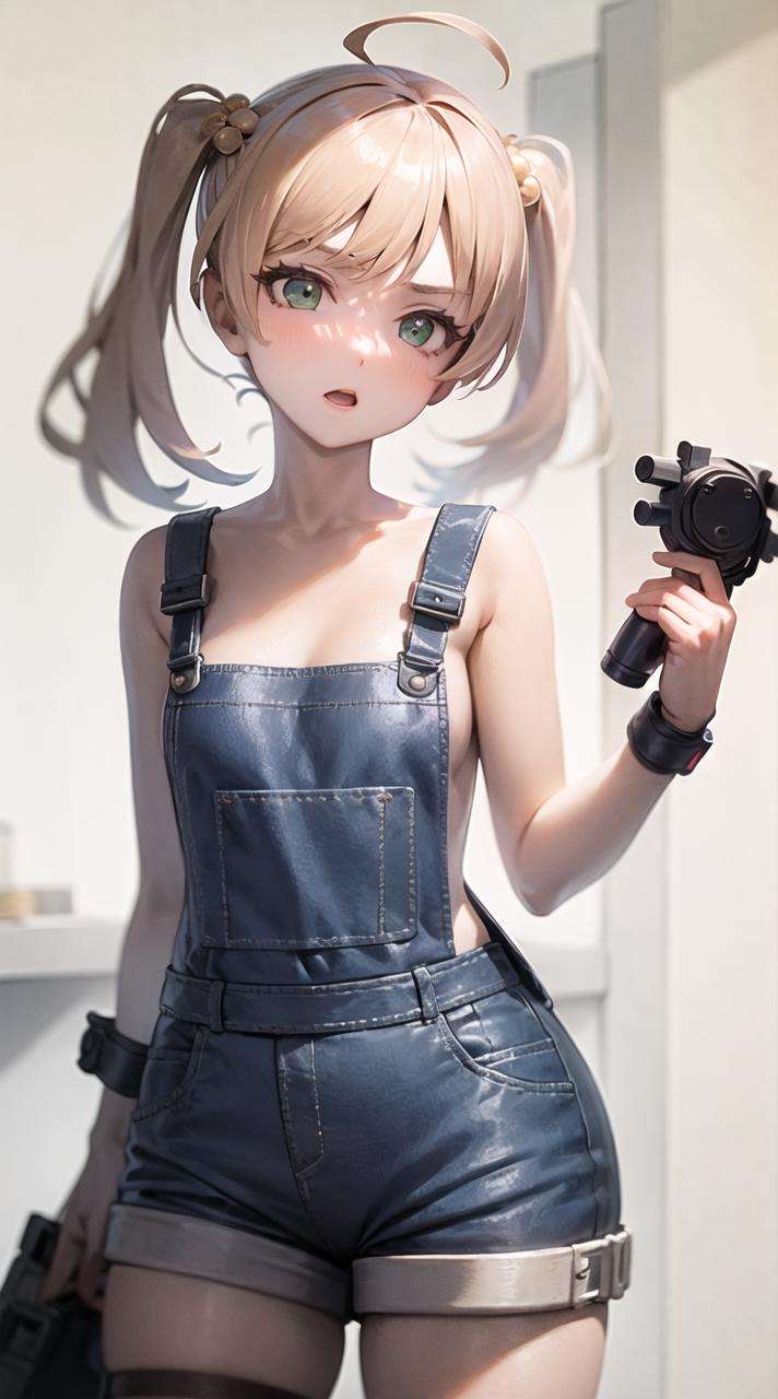 masterpiece, best quality, 1girl, <lora:ibarazaki_emi_v0.1:1>, ibarazaki_emi,  <lora:nakedOveralls:0.8>, naked overalls 